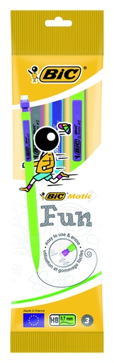[712202] Vulpotlood Bic Matic fun HB  0.7mm blister à 3 stuks