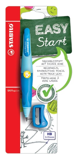 [712291] Vulpotlood STABILO Easyergo HB 3.15mm links bl/dblauw slijper blister