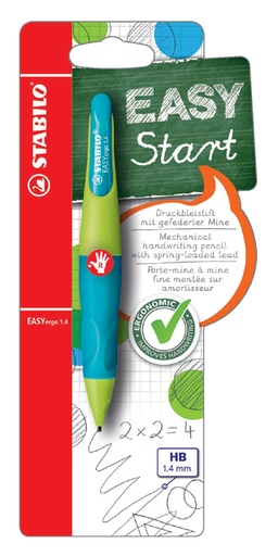 [712300] Portemine STABILO EASYergo HB 1,4mm droitier lime/bleu aqua blister