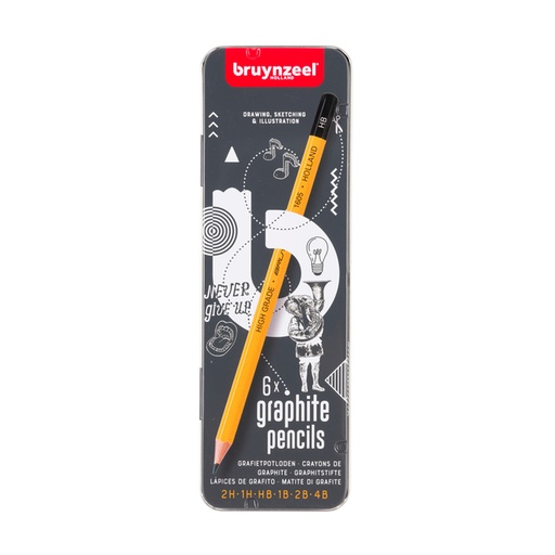 [640409] Crayon graphite Bruynzeel Teens set 6 duretés gris