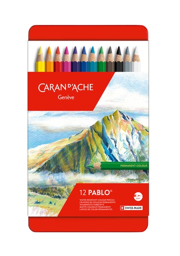 [710812] Kleurpotloden Caran d'Ache Pablo assorti blik à 12stuks
