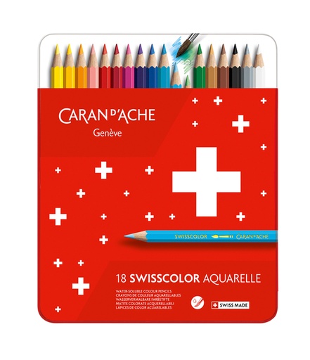 [710418] Crayon de couleur Caran d’Ache Swisscolor Aquarel 18 pièces assorti