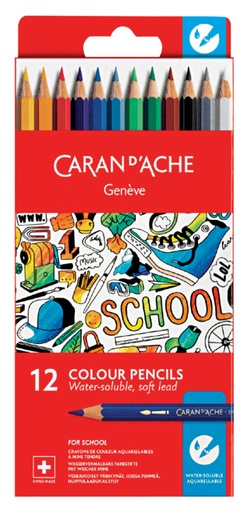 [710432] Crayon de couleur Caran d’Ache Aquarel boîte de 12pcs