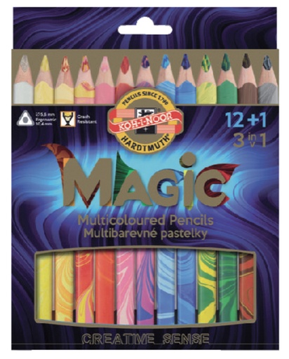 [640053] Crayon de couleur Koh-I-Noor Jumbo Magic boîte 13 couleurs