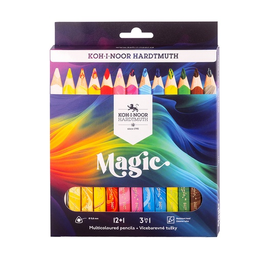 [640053] Kleurpotloden Koh-i-Noor Jumbo Magic doos 13 kleuren