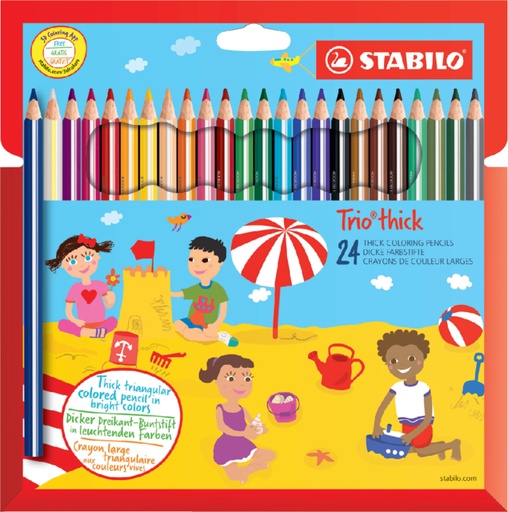 [640002] Crayons de couleur STABILO 203 Trio thick assorti blister 24 piècerti