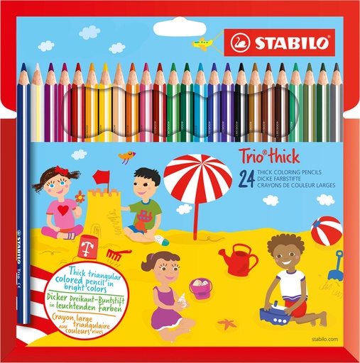 [640002] Kleurpotloden STABILO 203 Trio dik assorti blister à 24 stuks