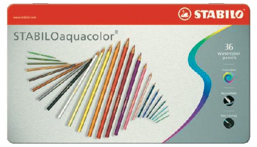 [640017] Crayon de couleur STABILO 1636 Aquacolor assorti boîte 36 pièces