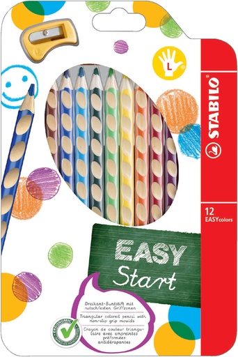 [640492] Kleurpotloden STABILO 331 Easycolor linkshandig puntenslijper ass 12st