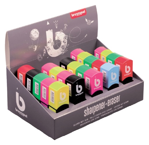 [340847] Taille-crayon/gomme Bruynzeel Teens assorti