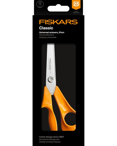 [337091] Schaar Fiskars Classic universeel 21cm oranje