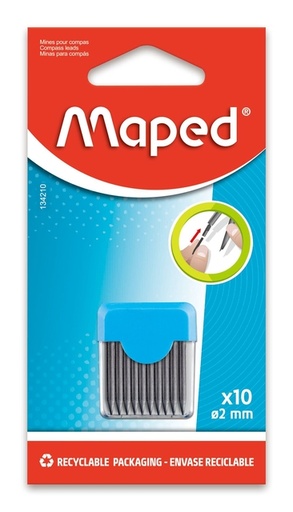 [710021] Mines de compas Maped 2mm set 10 pièces