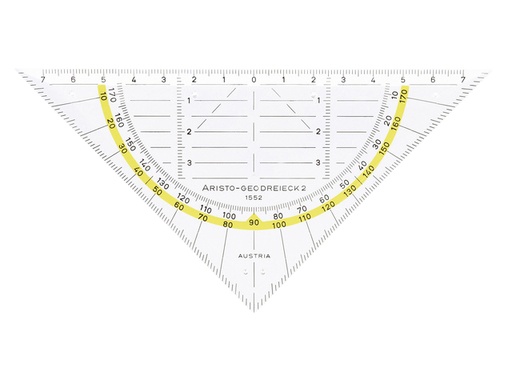 [736299] Geodriehoek Aristo 1552 160mm transparant met gele rand