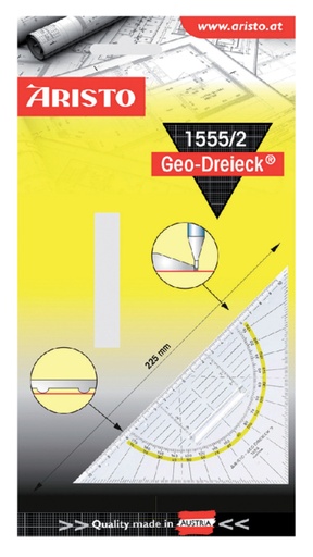 [736303] Équerre Géométrique Aristo 1555/2 225mm Poignée transparente