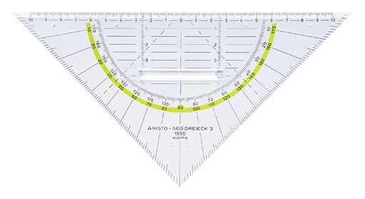 [736303] Geodriehoek Aristo 1555/2 225mm met greep transparant