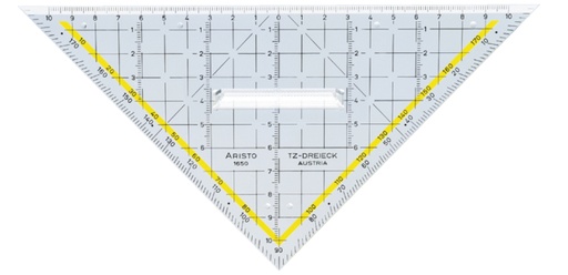 [736306] Geodriehoek Aristo 1650/2 225mm met greep transparant