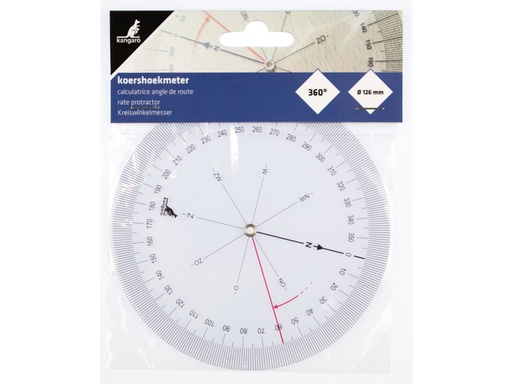 [736425] Instrument calcul angle de route Kangaro plastique 126mm transparent