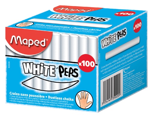 [142394] Craie tableau noir Maped White'Peps boîte 100 pièces blanc