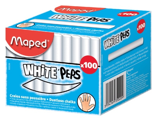 [142394] Schoolbordkrijt Maped White''Peps doos á 100 stuks wit