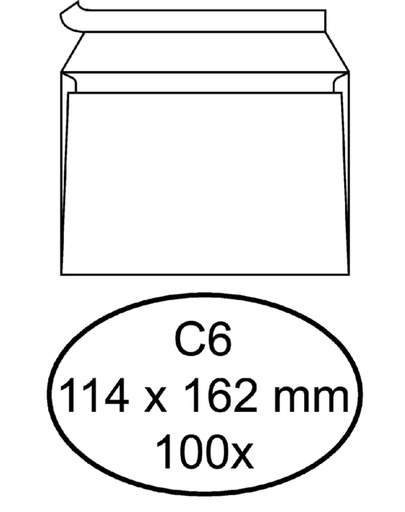 [158140] Enveloppe Quantore C6 114x162mm autocollante blanc 100 pièces