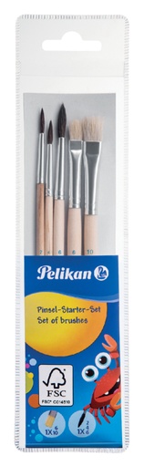 [142381] Pinceaux Pelikan set débutant assorti blister 5 pièces