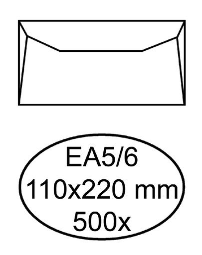[180060] Enveloppe Quantore EA5/6 110x220mm blanc 500 pièces