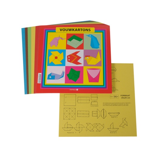 [141898] Vouwkarton vierkant 20x20cm 105gram assorti 40 vel