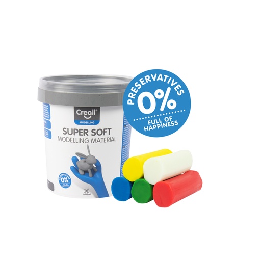 [142296] Pâte à modeler Creall super soft rouge/bleu/vert/jaune/blanc 450g
