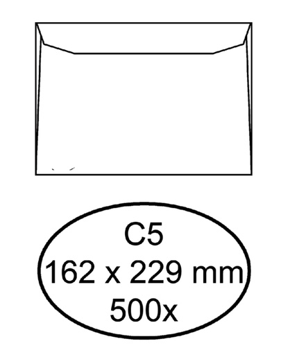 [180080] Enveloppe Quantore C5 162x229mm gommée blanc 500 pièces