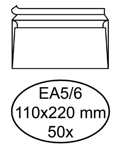 [180104] Envelop Hermes bank EA5/6 110x220mm zelfklevend wit pak à 50 stuks