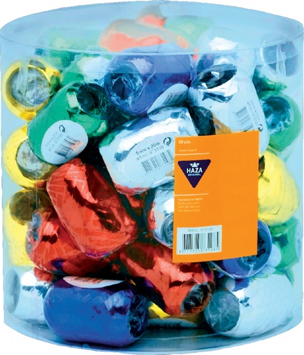 [875101] Ruban cadeau Haza 20mx5mm 50 pièces métallique assorti