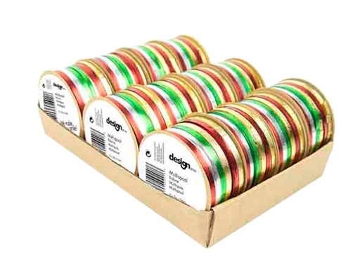 [820065] Ruban décoratif Hookmark 6x 5m boîte 12 rouleaux pailleté/perlé