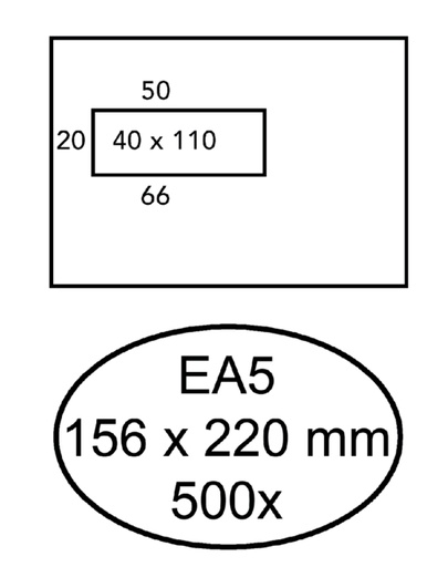 [180530] Envelop Quantore 156x220mm venster 4x11cm links 500 stuks