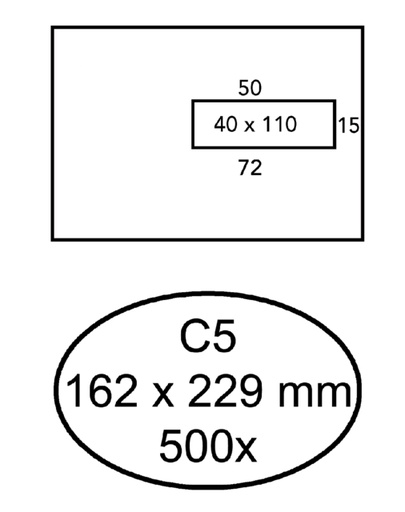 [180430] Envelop Quantore 162x229mm venster 4x11cm rechts 500 stuks