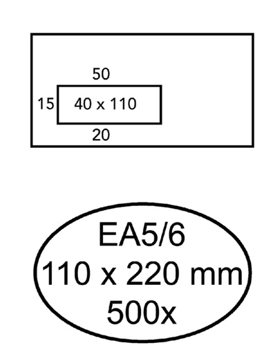 [180450] Envelop Quantore 110x220mm venster 4x11cm links zelfklevend 500 stuks