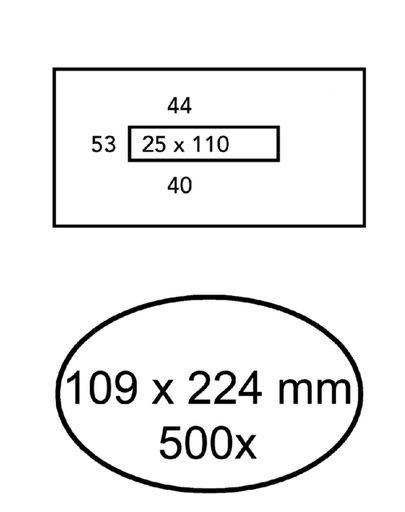 [180440] Envelop Quantore 109x224mm midden venster 25x110mm 500 stuks