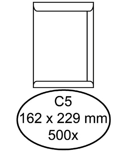 [180800] Enveloppes Quantore C5 162x229mm gommée blanc 500 pièces