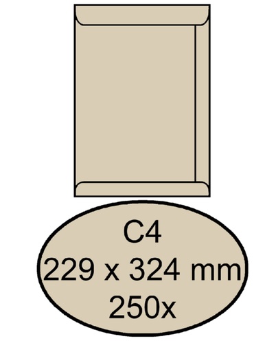 [180720] Enveloppe Quantore C4 229x324mm gommée kraft crème 250 pièces