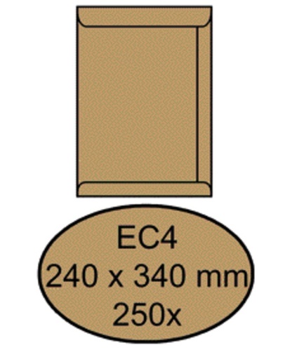 [180680] Enveloppe Quantore EC4 240x340mm gommée kraft brun 250 pièces