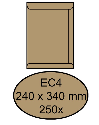 [180680] Enveloppe Quantore EC4 240x340mm gommée kraft brun 250 pièces