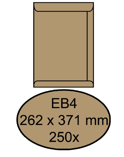 [180690] Enveloppe Quantore EB4 262x371mm gommée kraft brun 250 pièces