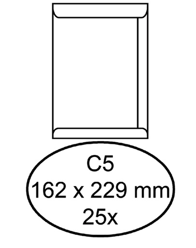 [180850] Envelop Hermes akte C5 162x229mm zelfklevend wit pak à 25 stuks