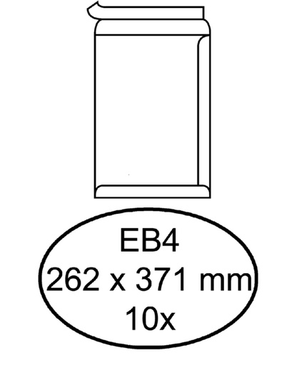 [180105] Envelop Hermes akte EB4 262x371mm zelfklevend wit pak à 10 stuks