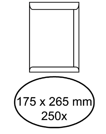 [183021] Enveloppe IEZZY 175x265mm autocollant 100g blanc 250 pièces