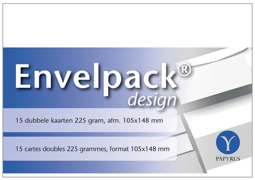 [170206] Carte double Papyrus Envelpack Design A6 105x148mm blanc 894456 15 pièces