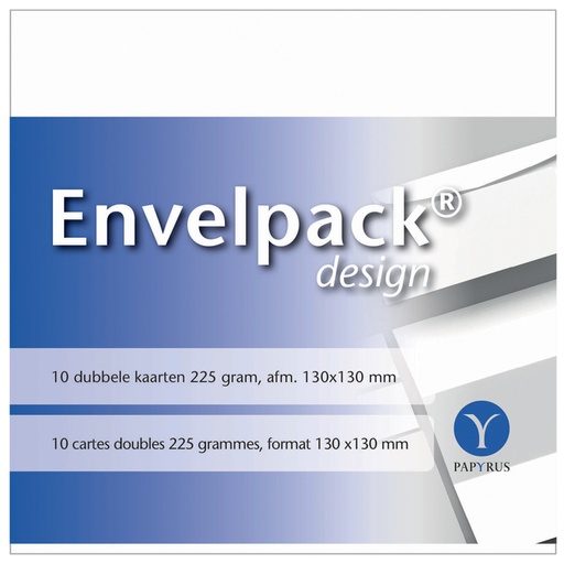 [170222] Dubbele kaart Papyrus Envelpack Design vierkant 130x130mm wit 894466 set van 10