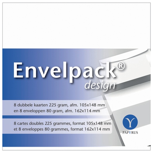 [170213] Carte double + enveloppe Papyrus Envelpack Design 894436 C6 114x162mm blanc 8 pièces