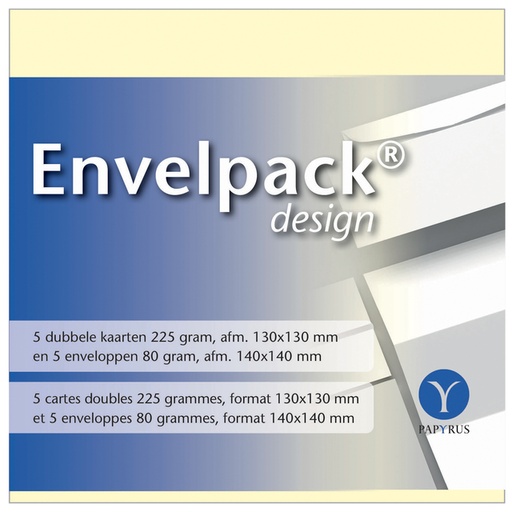 [170223] Carte double + enveloppe Papyrus Envelpack Design 894440 140x140mm ivoire 5 pièces