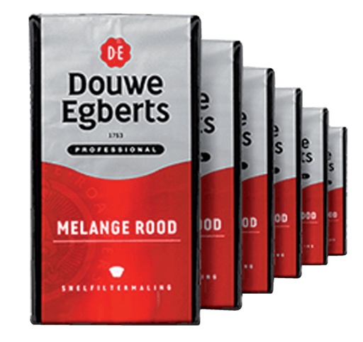 [890051] Koffie Douwe Egberts snelfiltermaling Melange Rood 500gr