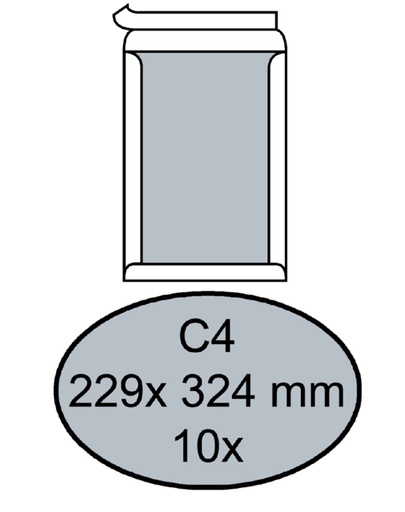 [181055] Enveloppe Quantore dos carton C4 229x324mm autocollante blanc 10 pièces